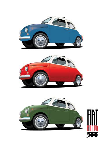 FIAT poster – NUOVA 500 X 3 – White background – Fiat Nuova 500 LOGO