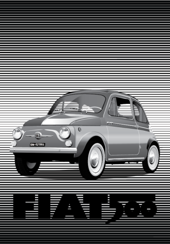 FIAT poster – NUOVA 500 – Stripe background – Fiat 500 logo