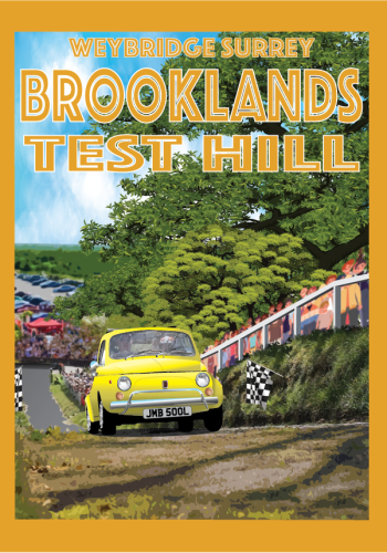 FIAT poster – NUOVA 500 L – Brooklands Test Hill background – Brooklands