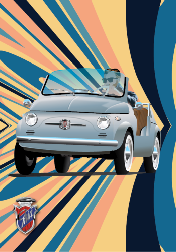 FIAT poster – NUOVA 500 Jolly – Zoom background – Ghia logo