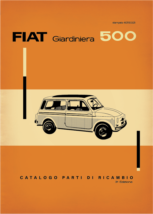 FIAT poster - 500 Giardiniera - Parts Booklet Poster